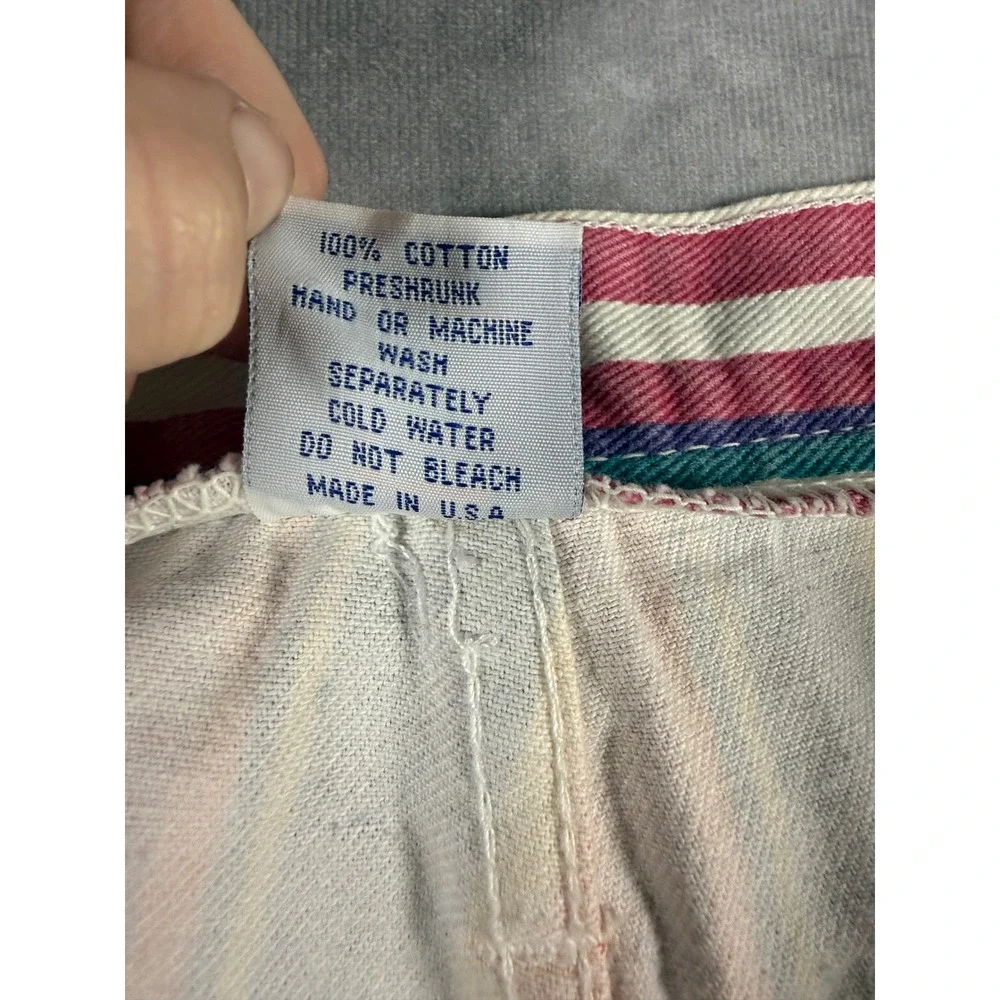 Vintage 80s 90s Fine Jeanswear Women's XL Rainbow Striped Bermuda Shorts USA